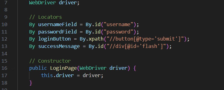 Locators and Constructor